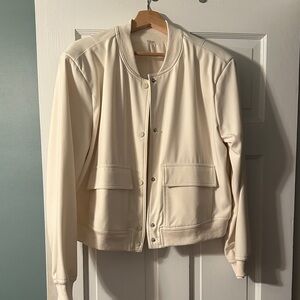 Stylish Women's Cream Bomber Jacket